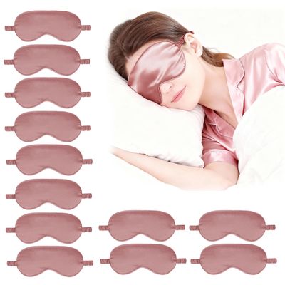 12PACK Silky Sleep Masks Satin Eye Mask Silk Eyes Cover for Sleeping Blackout Eyeshades Soft Blindfold Travel Nap Gifts
