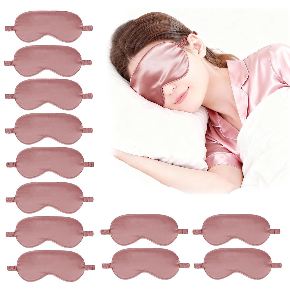 12PACK Silky Sleep Masks Satin Eye Mask Silk Eyes Cover for Sleeping Blackout Eyeshades Soft Blindfold Travel Nap Gifts