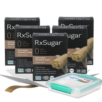 5x Plant Based Keto Choco Bar 8 oz Bundle with Sandwich Box Dark Chocolate Vegan Snack Bars with Protein Blend and Reusable Food Container for On-the-Go Storage Gift Set (6 Items)