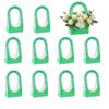 10Pcs Cardboard Flower Box with Handle Floral Gift Boxes with Handles Portable Bouquet Packaging for Florist (Green) view 1