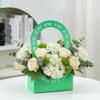 10Pcs Cardboard Flower Box with Handle Floral Gift Boxes with Handles Portable Bouquet Packaging for Florist (Green) view 2