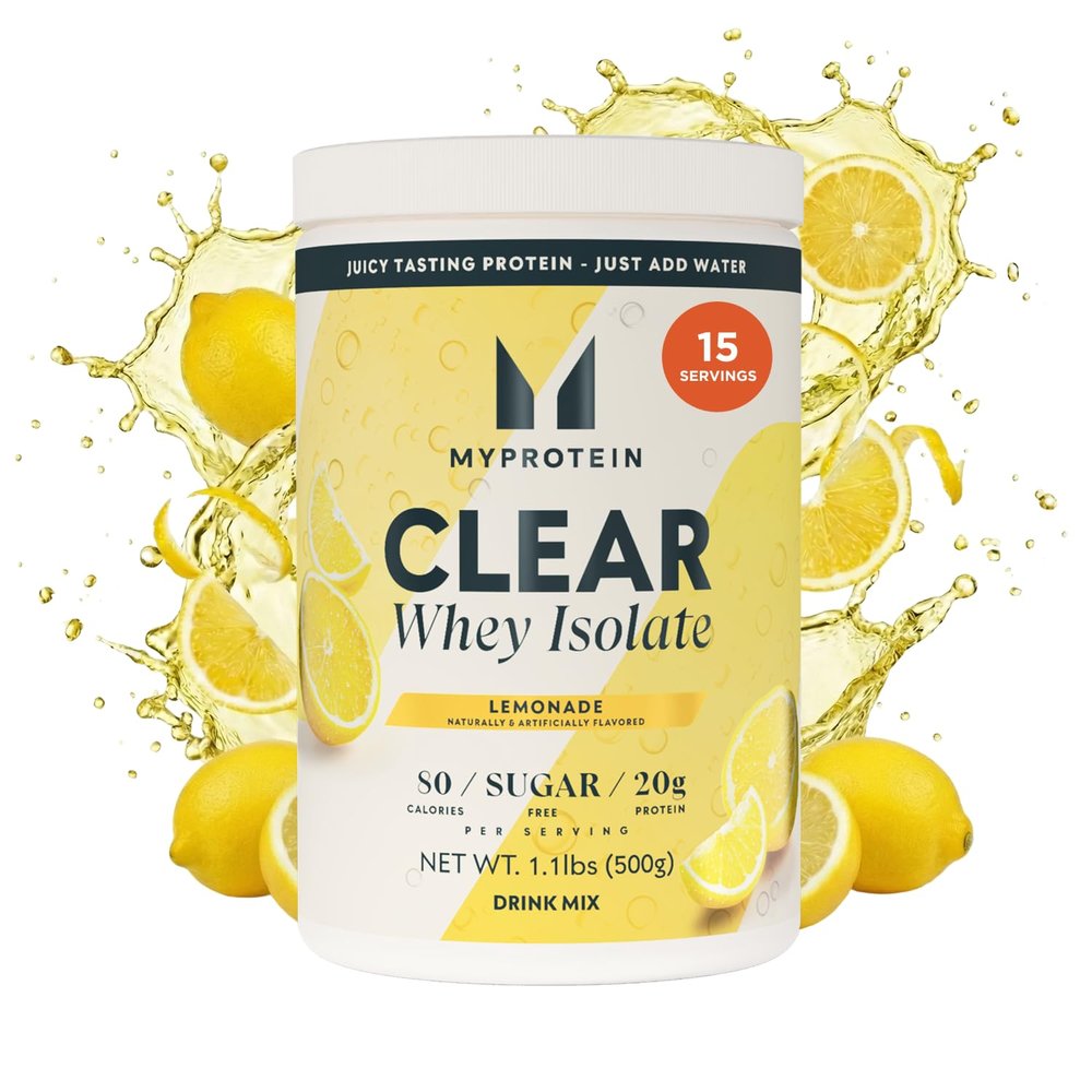 Myprotein Clear Whey Isolate Protein Powder, 15 Servings (0.8lbs), Lemonade, 20g Protein per Serving, Naturally Flavored Drink Mix, Daily Protein Intake for Superior Performance