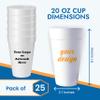 20oz Customizable Foam Cups Personalized Disposable Cups with Custom Text or Logo | Custom Print Styrofoam Cups for Parties, Events, Weddings, and Businesses (25)- view 2