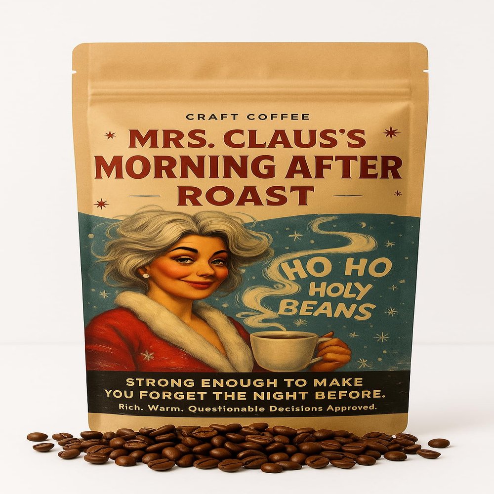 Mrs. Clauss Morning After Coffee Beans Premium Medium Holiday Roast Funny Christmas Gag Gift for Adults on the Naughty List Secret Santa Kepperton Kafe