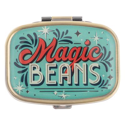 Karma, Chill Pill Organizer Travel Friendly Portable Compact Pill Box, Pill Container to Hold Meds, Vitamins, Supplements for Purse/Pocket, Magic Beans