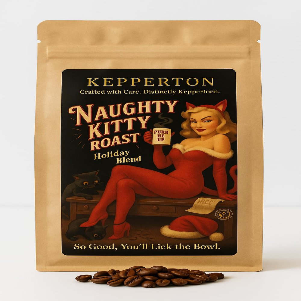 Kepperton Naughty Kitty Roast Coffee Whole Bean Holiday Blend Gag Present for Cat Lovers & Adults Secret Santa Idea for Men