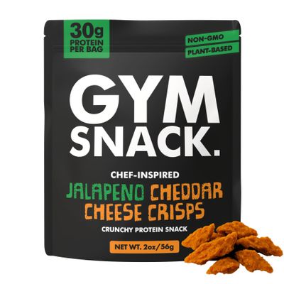 Gym Snack Jalapeo Cheddar Cheeze Protein Crisps (1 Pack, 2 oz) 30g Protein Per Bag, Plant-Based Crunchy Pea Protein Snack, Low Carb, Gluten Free, Vegan & Keto Friendly