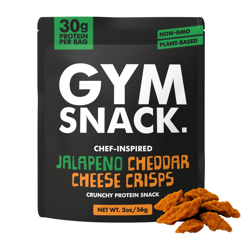 Gym Snack Jalapeo Cheddar Cheeze Protein Crisps (1 Pack, 2 oz) 30g Protein Per Bag, Plant-Based Crunchy Pea Protein Snack, Low Carb, Gluten Free, Vegan & Keto Friendly