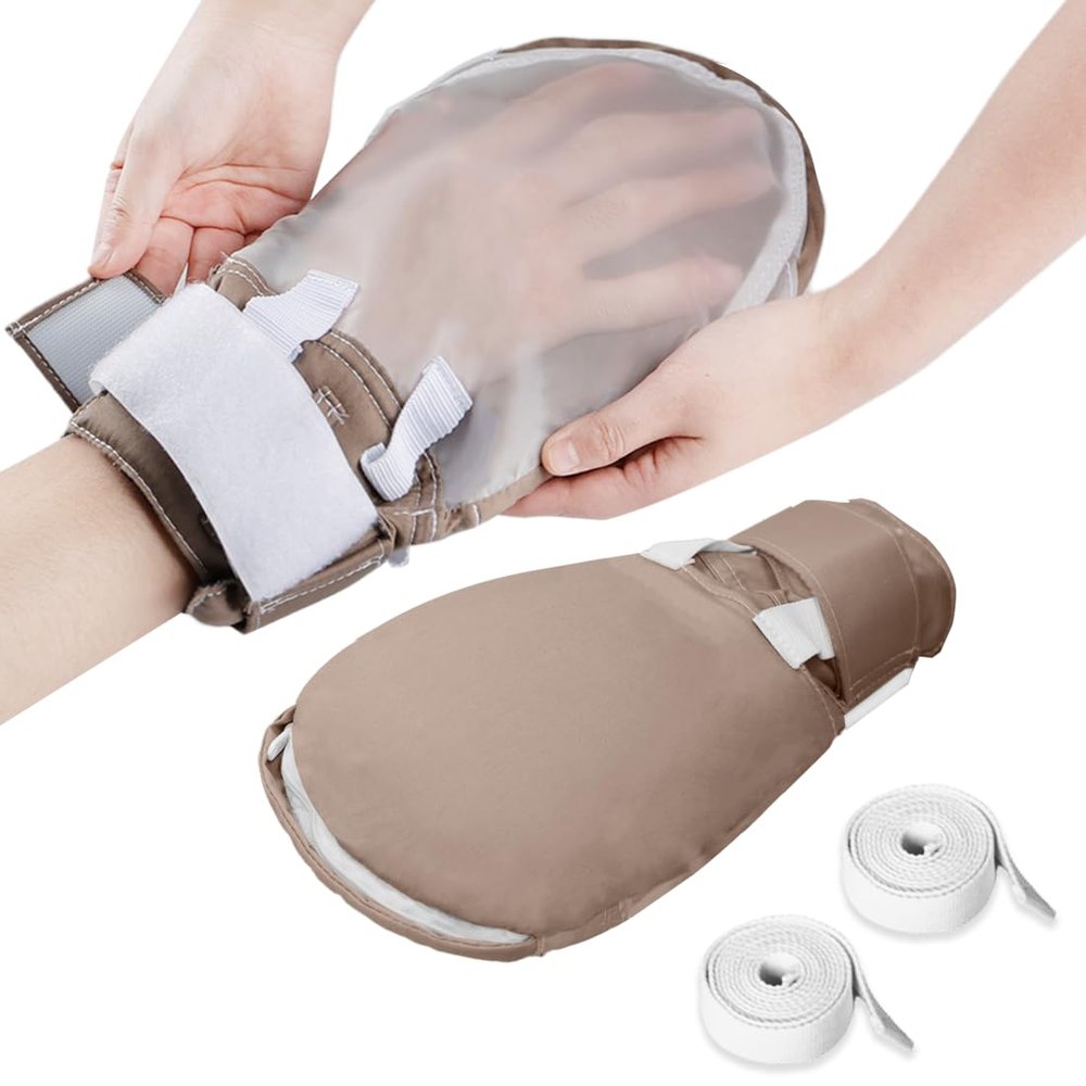 Ehucon Dementia Restraint Gloves-2Pcs,Bed Restraints Control Mitts,Safety Hand Gloves for Elderly/Dementia Patients,Anti Scratch Gloves to Prevent Scratching Harm