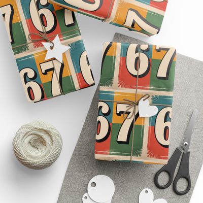 Fun 67 Six Seven Kids Meme Wrapping Papers - Christmas Santa Cartoon Funny Gift Wrap, Theme, Holiday Gift Present