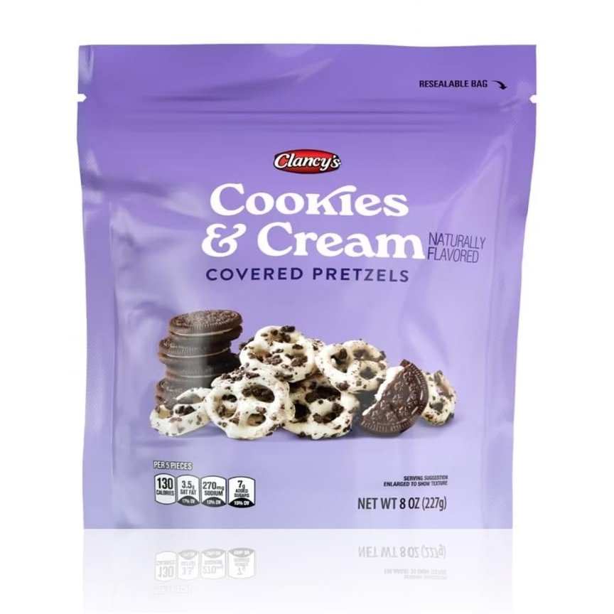 Clancys Covered Pretzels (Pack of 1, Cookies & Cream)