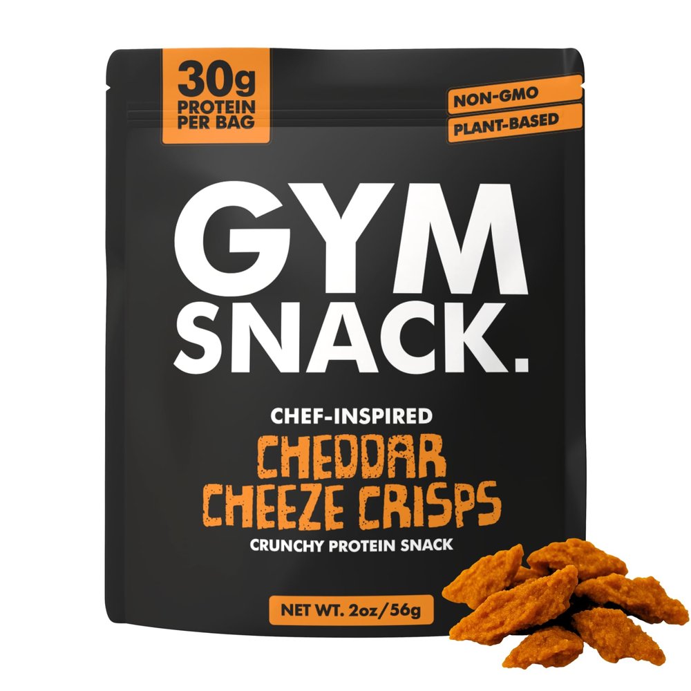 Gym Snack Cheddar Cheeze Protein Crisps (1 Pack, 2 oz) 30g Protein Per Bag, Plant-Based Crunchy Pea Snack, Low Carb, Gluten Free, Vegan & Keto Friendly