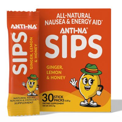 Anti-na SIPS Life, Uninterrupted - Dual-Action Nausea Relief+ Energy Support - 2000mg Premium Ginger Dissolving Mix - Ginger Chews Alternative - Natural Non-Drowsy - 30 Packets