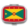 2 Compartment Pill Box Funny Grenada Flag Printing Square Metal Small Medicine Organizer Vitamin Box for Travel Pocket Portable Pill Case with Mirror Daily Use Square view 1