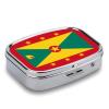 2 Compartment Pill Box Funny Grenada Flag Printing Square Metal Small Medicine Organizer Vitamin Box for Travel Pocket Portable Pill Case with Mirror Daily Use Square view 2