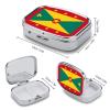 2 Compartment Pill Box Funny Grenada Flag Printing Square Metal Small Medicine Organizer Vitamin Box for Travel Pocket Portable Pill Case with Mirror Daily Use Square view 3