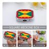2 Compartment Pill Box Funny Grenada Flag Printing Square Metal Small Medicine Organizer Vitamin Box for Travel Pocket Portable Pill Case with Mirror Daily Use Square view 4