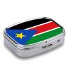 2 Compartment Pill Box Republic of South Sudan Flag Printing Square Metal Small Medicine Vitamin Box for Travel Portable Pill Case with Mirror Daily Use Square view 2