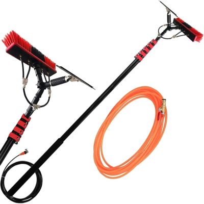 Window Cleaning Pole Kit with Squeegee Extension Pole, Solar Panel Cleaner, High Washing Tool with 20M Supply Water Hose(9.2m/30ft&Head35cm)