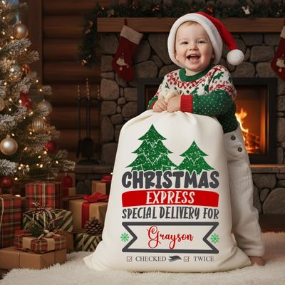 Noni Personalized Santa Sack With Glitter Bling, Custom Christmas Sacks For Presents Initials Monogram For Son Daughter, Christmas Bag For Boy And Girl, Gifts For Family Member, Friend, Everyone 5