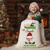 Noni Personalized Santa Sack with Photo Face Glitter Bling, Custom Christmas Sacks For Presents Initials Monogram For Son Daughter, Christmas Bag For Boy And Girl, Gifts For Family Member, Friend view 3