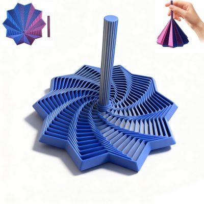 3D Printed Expanded Sensory Fidget Star, Fractal Fidget Hexagon with Handles, 2026 New Star Shaped Fidget Toys for Desktop Decompression Toy Stress Relief Whirling Spiral (Blue Silver, 6.89in)