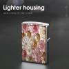 Lighter Case Compatible with Zippo Shell Only,Pink White Gold Flowersprinted Metal Lighter Cover No Insert for Zippo Double Sided Pattern Design view 4