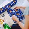 Voltexia Custom Christmas Wrapping Paper with Photo/Name Personalized Wrapping Paper for Kids Wrap Papers Rolls for Girls Boys Christmas Birthday Blue 58"x 23" view 3