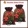 QAZWZML Red geraniums Patterned Christmas gift bags, drawstring candy bags, reusable and suitable for storing gifts or everyday items. view 3