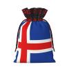 QAZWZML Flag of Iceland Patterned Christmas gift bags, drawstring candy bags, reusable and suitable for storing gifts or everyday items. view 2