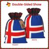 QAZWZML Flag of Iceland Patterned Christmas gift bags, drawstring candy bags, reusable and suitable for storing gifts or everyday items. view 3