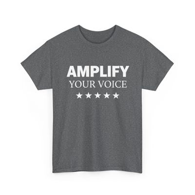 Amplify Your Voice Bold Motivational Quote Design | Empowerment Awareness Equality Activism Graphic | Speak Up Apparel Graphite Heather