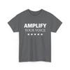 Amplify Your Voice Bold Motivational Quote Design | Empowerment Awareness Equality Activism Graphic | Speak Up Apparel Graphite Heather view 1