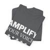 Amplify Your Voice Bold Motivational Quote Design | Empowerment Awareness Equality Activism Graphic | Speak Up Apparel Graphite Heather view 2