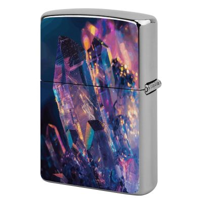 Lighter Case Compatible with Zippo Shell Only,Iridescent Crystal Rockprinted Metal Lighter Cover No Insert for Zippo Double Sided Pattern Design