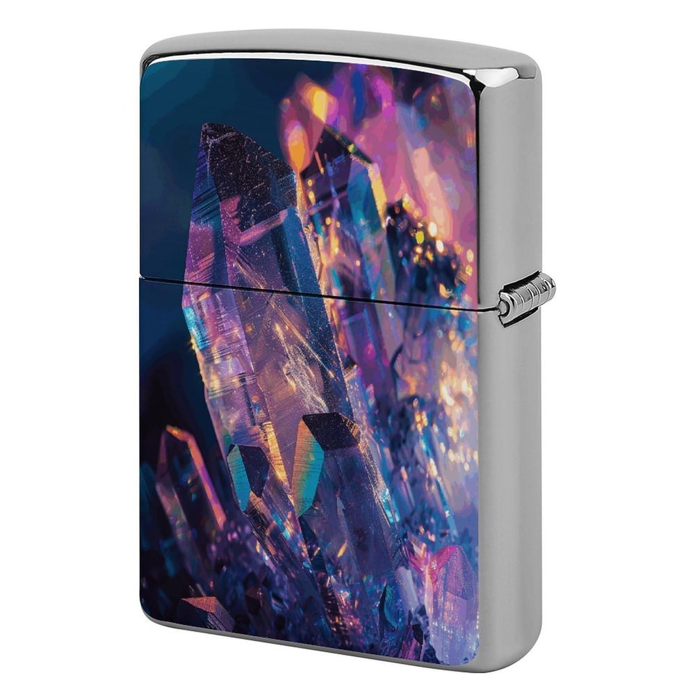 Lighter Case Compatible with Zippo Shell Only,Iridescent Crystal Rockprinted Metal Lighter Cover No Insert for Zippo Double Sided Pattern Design