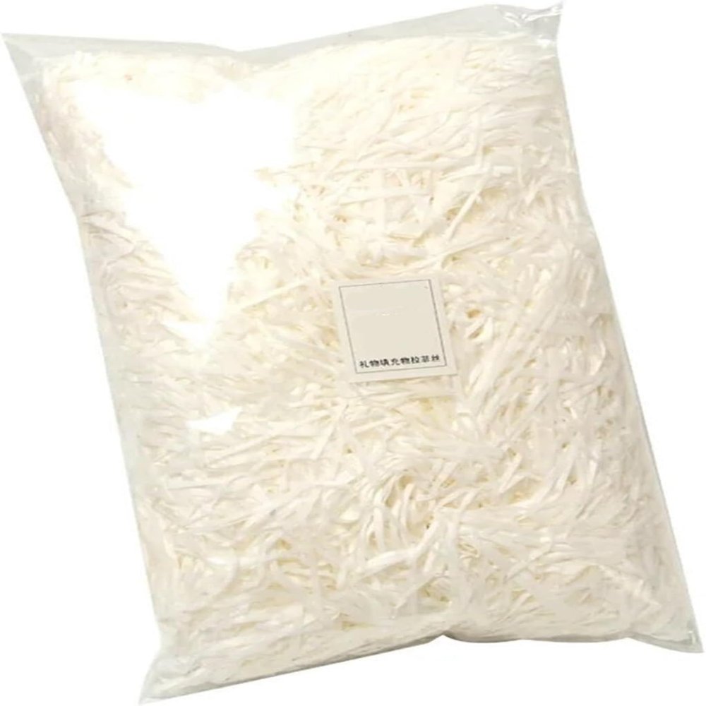 AGHSGDBCE Crinkle Cut Paper Shred Filler, Gift Bag Filler 300g Colorful Shred Crinkle Paper Raffia Shredded Tissue(White)