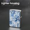 Lighter Case Compatible with Zippo Shell Only,Blue Leaves Patternprinted Metal Lighter Cover No Insert for Zippo Double Sided Pattern Design view 4