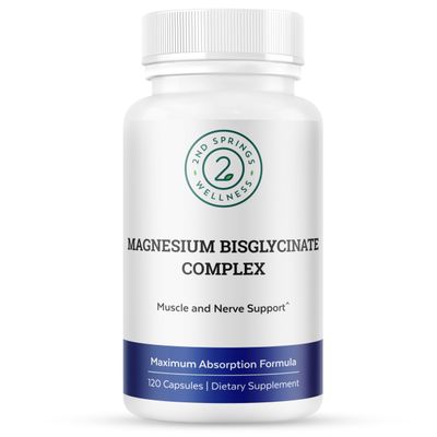 2nd Springs Magnesium Bisglycinate Complex 400mg Albion TRAACS Chelated Magnesium for Maximum Absorption Gentle on Stomach, Highly Bioavailable Magnesium Supplement 120 Capsules