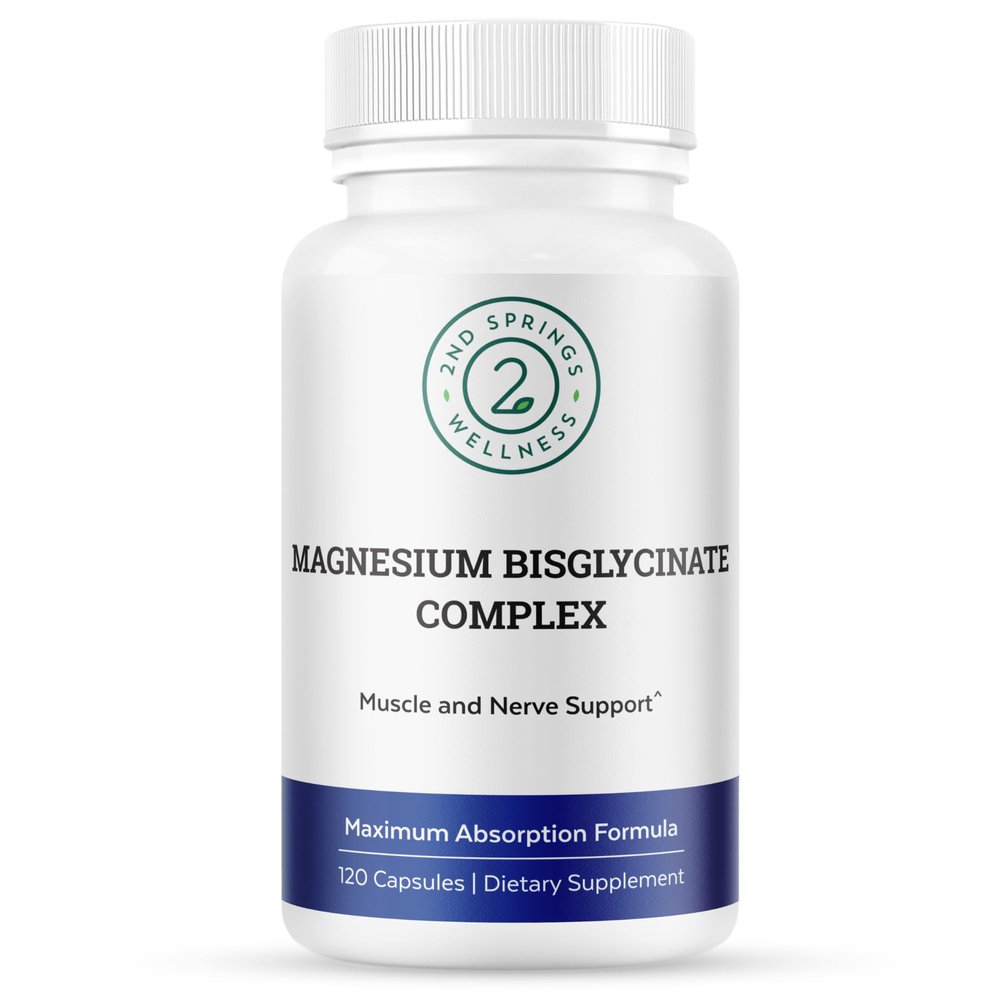 2nd Springs Magnesium Bisglycinate Complex 400mg Albion TRAACS Chelated Magnesium for Maximum Absorption Gentle on Stomach, Highly Bioavailable Magnesium Supplement 120 Capsules
