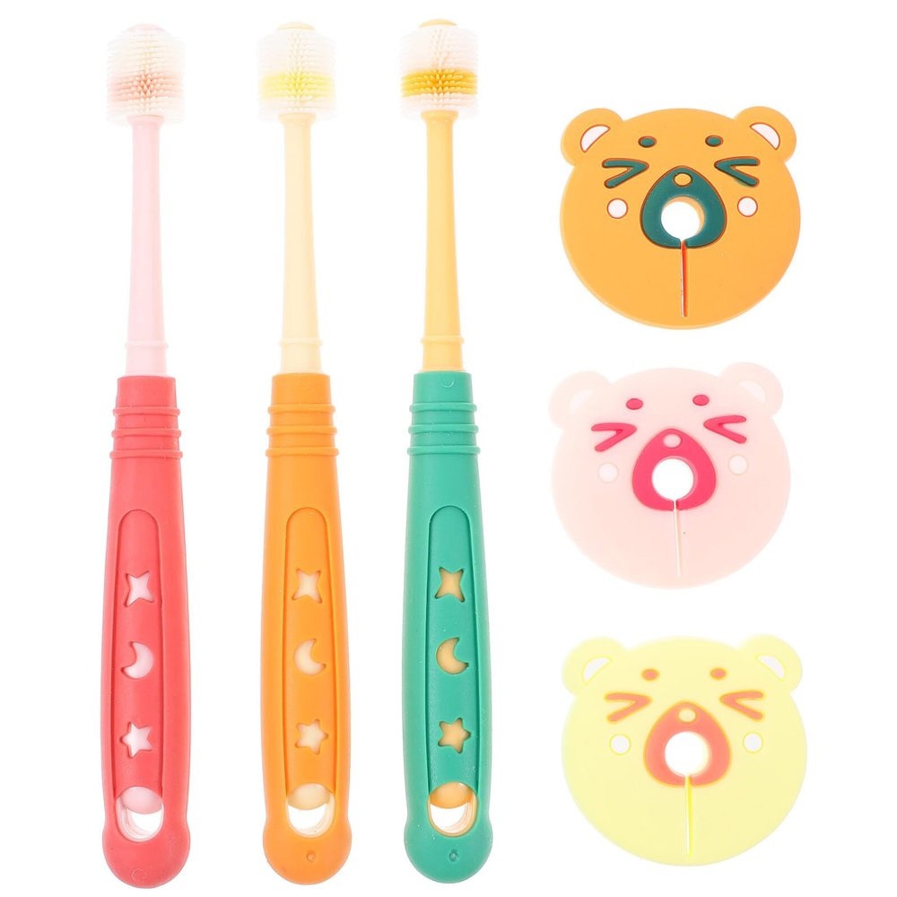 Abaodam 3Pcs Rotatable Toothbrush Soft Bristles Oral Cleaner for Ages Comfortable Grip Tooth Brush for Comprehensive Teeth Cleaning Random Color