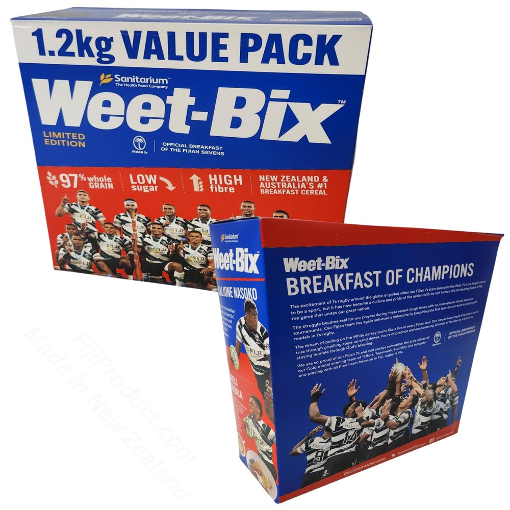 97% WholeGrain Cereal Weet-Bix Biscuits (VALUE PACK 2 x 1.2 Kg Box) By Sanitarium New Zealand, Offical Breakfast of The FIJIAN Sevens Rugby - New Limited Edition