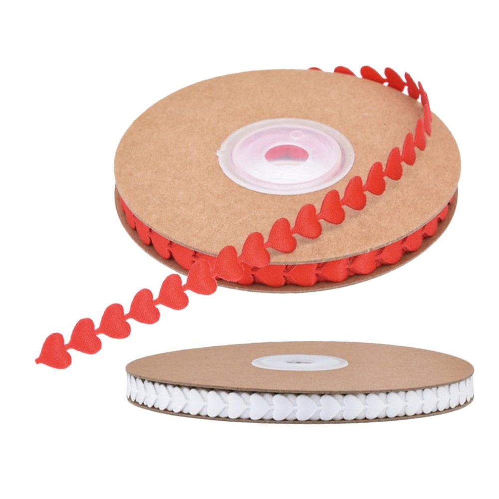 LIFKOME 2pcs Embossed Heart Ribbon White Red for Valentine S Day Wedding Birthday Wrapping DIY Crafts Favors Decorative Packaging Curling Ribbon
