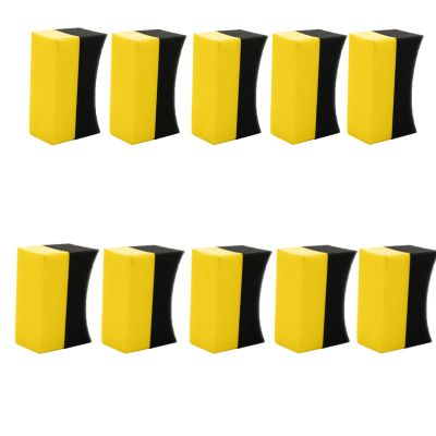 Tire Dressing Applicator Sponge 10Pcs Yellow Polishing Pads for Car Detailing Glass & Painted Surfaces Multi-Purpose Wax Buffing Foam Pad Reusable Contour Applicator for Auto Care (10PC)