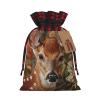 Ruzoap Christmas Burlap Gift Bags with Drawstrings, Whitetail Deer Fawn In Wilderness Stag - Christmas Treat Candy Bags for Holiday Party Wrapping Xmas Present - Small view 1
