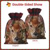 Ruzoap Christmas Burlap Gift Bags with Drawstrings, Whitetail Deer Fawn In Wilderness Stag - Christmas Treat Candy Bags for Holiday Party Wrapping Xmas Present - Small view 2