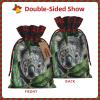 Ruzoap Christmas Burlap Gift Bags with Drawstrings, Green Leaf Koala - Christmas Treat Candy Bags for Holiday Party Wrapping Xmas Present - Small view 2