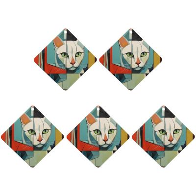 5PCS Car Air Freshener Hanging Personalized Double Sided Geometric Cat Car Fresheners Long Lasting New Cars Scents Cute Automotive Freshies for Closets, Drawers (tea)