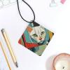 5PCS Car Air Freshener Hanging Personalized Double Sided Geometric Cat Car Fresheners Long Lasting New Cars Scents Cute Automotive Freshies for Closets, Drawers (tea) view 4