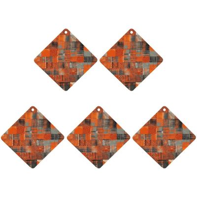 5PCS Car Air Freshener Hanging Personalized Double Sided Orange Grid Lines Car Fresheners Long Lasting New Cars Scents Cute Automotive Freshies for Closets, Drawers (tea)
